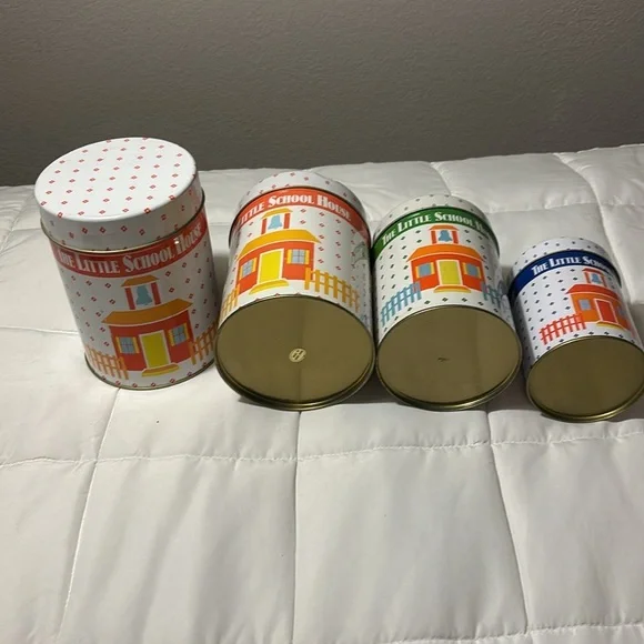 Vintage The Little School House 2 Sets Of Three Nesting Tins - 6 Tins - Picture 11 of 13